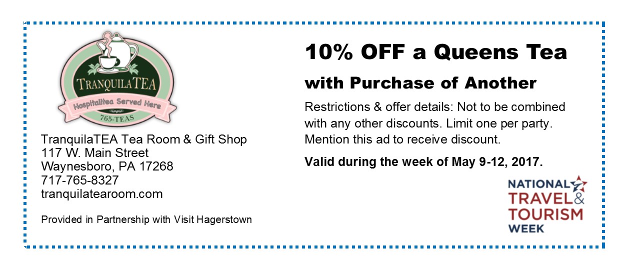 Hagerstown Tourism Offers - TranquilaTEA Tea Room & Gift Shop